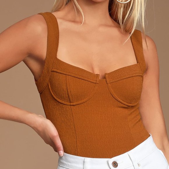 Astr Tops - NEW Angela Rust Brown Underwire Bodysuit